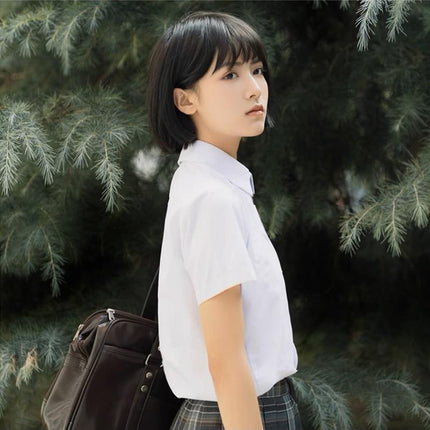 Japanese Women Girls JK Uniform Short Sleeve Shirts Tops Blouse Pleated Skirts - Aimall