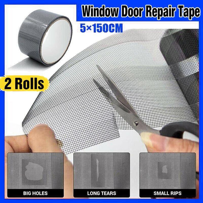 2x Window Door Repair Tape Fly Screen Insect Repellent Repair Tape Self Adhesive - Aimall