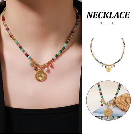 Vintage Ethnic Style Colourful Beaded Necklace Fashion Jewelry Women Gift