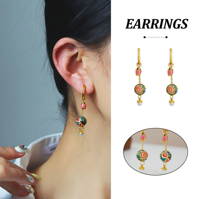 New Chinese Retro Tulip Earrings with Fringe Simple Elegant Design Jewelry