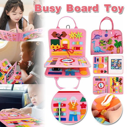 Cloth Busy Board Sensory Education Book Felt Bag Toy for Early Learning and Play