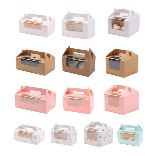 25pcs Portable Cupcake Packaging Box with Transparent Window for Easy Opening