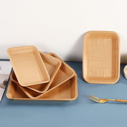 100pcs Eco-friendlyKraft Paper  Trays for Fries Snacks Greaseproof Hot Dog Trays