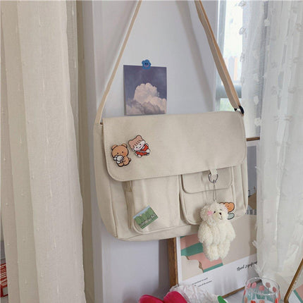 Cute Girl Crossbody Canvas Bag Womens Shoulder Bag Messenger Handbag Casual Tote