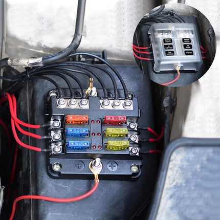 23PC 6 Way Blade Fuse Box Block Holder Indicator LED Light 12V/32V Car Marine - Aimall