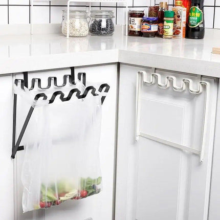 Wall Hanging Garbage Bag Shelf Hook Kitchen Storage Plastic Bag Hanger Rack Trash Bin