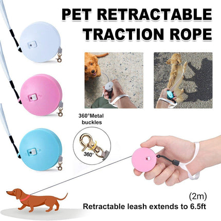 2M Outdoor Mini Retractable Leash Traction Rope Cats Dogs Durable