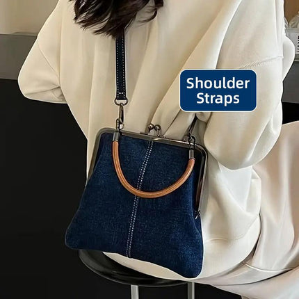 Small Handbag Women Tote Bag Cowboy Splicing Crossbody Shoulder Satchel Bag