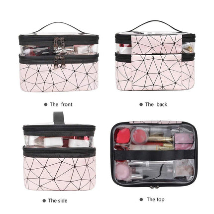 Portable Double-Layer Large Capacity Waterproof Cosmetic Bag Travel Toiletry Bag