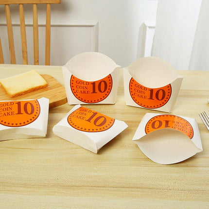 100pcs Collapsible Gold Coin Bread Packing Boxes for Bakery Gift Packaging