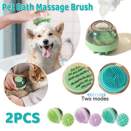 2PCS Pet Cleaning Brush Bath Massage Gel Dispenser Cats Dogs Grooming Tool