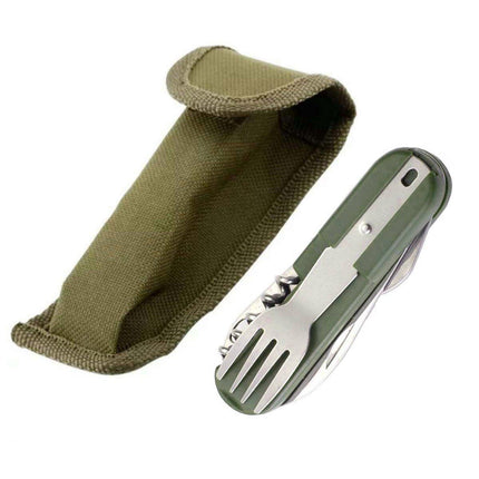 6in1 Portable Folding Knife Fork Spoon Set Outdoor Multi Functional Tableware