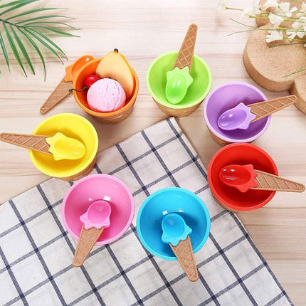 7Pc Set Colourful Ice Cream Cups and Bowls with Spoons Dessert Gift Set