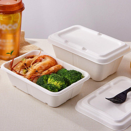 50PCS Square Disposable Lunch Box Thickened Takeout Salad Bowl Natural Colour