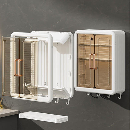 Wall Hanging Storage Cabinet Punch-Free Bathroom Organizer for Rental Rooms