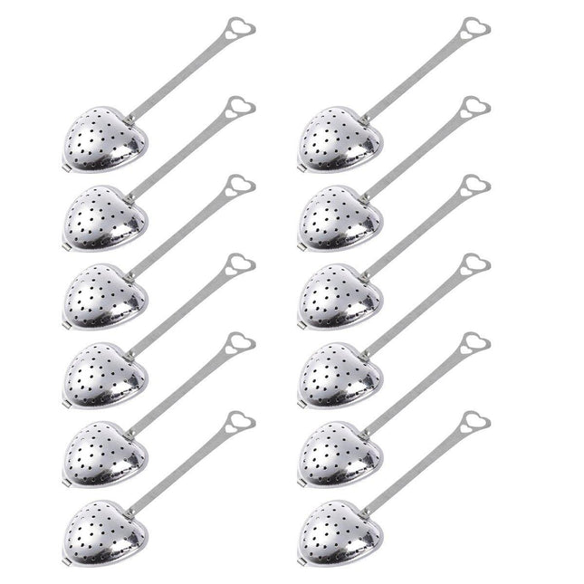 12pcs Stainless Steel Heart Tea Strainer Tea Infuser Clip for Loose Leaf Tea