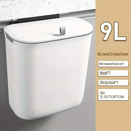 Wall Mounted Hanging Wastebasket with Sliding Lid for Kitchen and Bathroom Use