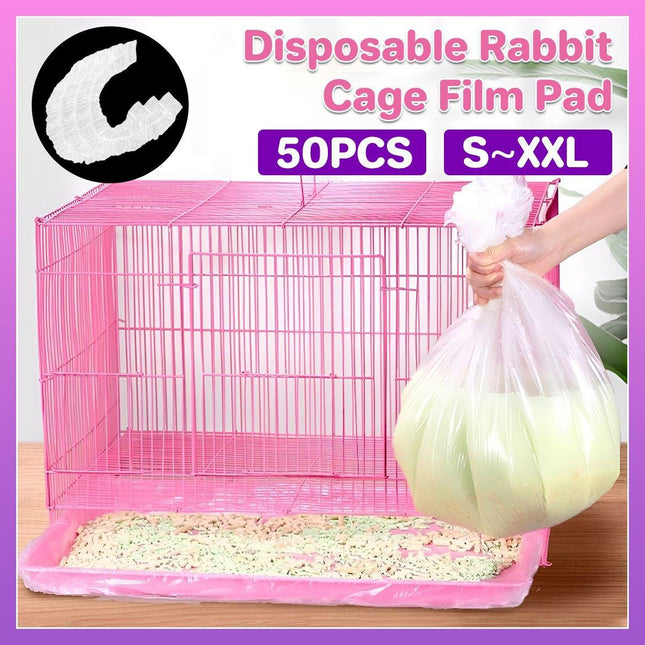 50Pcs Rabbit Cage Liners Disposable Plastic Mat Films Hamster Cage Cleaning Pad