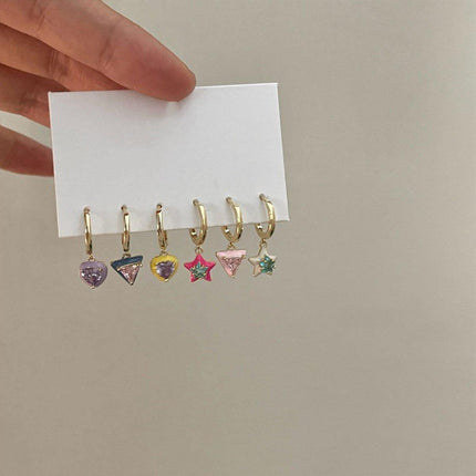 Colourful Geometric Earrings Glazed Zircon Fashion Dangle Sweet Jewelry