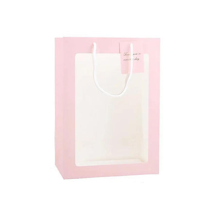 50PCS Flower Bouquet Tote Wedding Favor Bag Bride Tote Clear Gift Bags Handbag Pink - Aimall