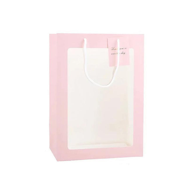 50PCS Flower Bouquet Tote Wedding Favor Bag Bride Tote Clear Gift Bags Handbag Pink - Aimall