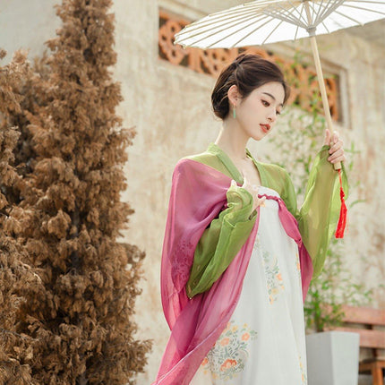 Women Chinese Style Hanfu Tea Dress Guofeng Tang Inspired Chest-length Dress