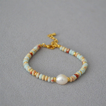 Vintage Ocean Style Blue Beaded Necklace Artsy Resort Fashion Jewelry