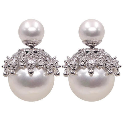 New Women Ladies Crystal Rhinestone Pearl Ear Studs Earrings Charm Jewelry Gift - Aimall