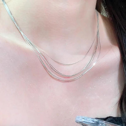 Versatile 5 Layered Chain Necklace Stylish Jewelry Accessory Collarbone Choker - Aimall