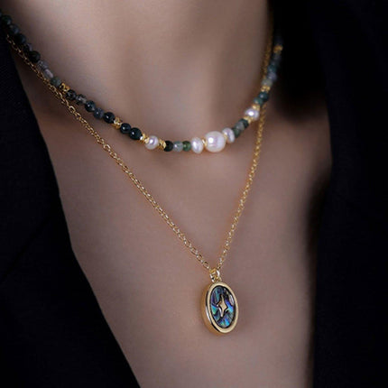 Retro Fashion Style Natural Stone Design Necklace for Women Vintage Jewelry