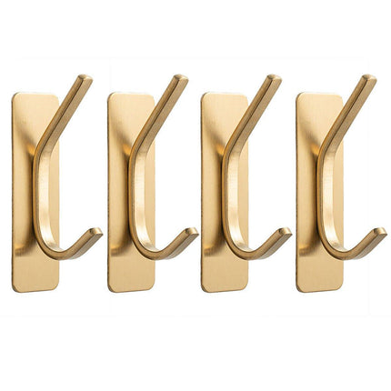 4pcs Stainless Steel Adhesive Hook Towel Hook Bathroom Kitchen Door Coat Hook