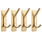 4pcs Stainless Steel Adhesive Hook Towel Hook Bathroom Kitchen Door Coat Hook