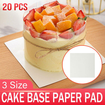 20pcs Square Paper Cake Base Mats for Birthday Wedding Party Dessert Display