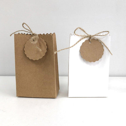 50PCS Vintage Kraft Paper Box DIY Candy Cookie Bags Wedding Favor Gift Boxes
