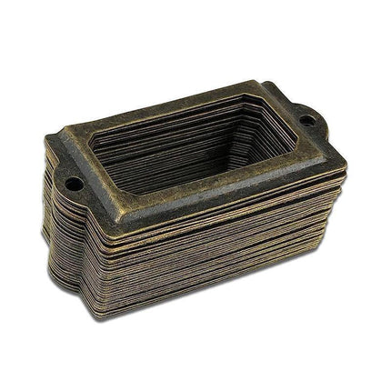 12X Brass Cabinet Drawer Label Pull File Name Card Frame Holder Handle - Aimall
