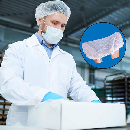 100pcs Disposable Non Woven Hairnet Caps for Food Service Kitchen Work Use