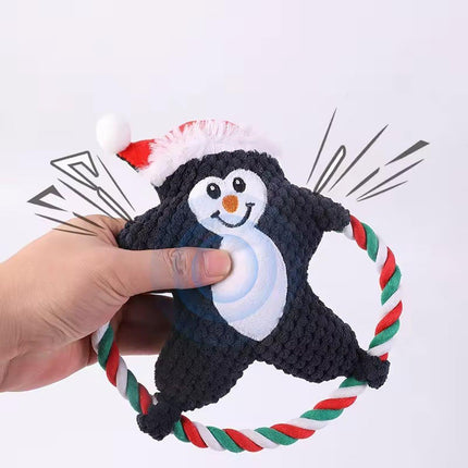 Pet Christmas Plush Toy Dog Chew Santa Penguin Gingerbread Durable Play Gift
