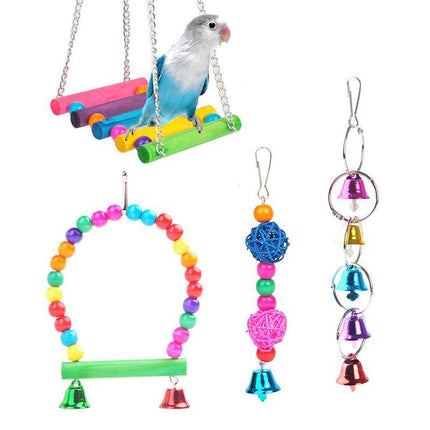 5PCS Parrot Hanging Swing Bird Toy Harness Cage Ladder Parakeet Cockatiel Budgie - Aimall