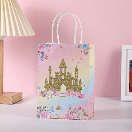 30pcs Pink Romantic Flower Tote Bag Cowhide Paper Elegant Design Gift Bag