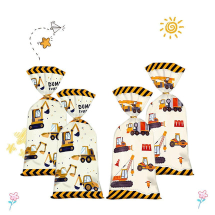 150pcs Construction Truck Candy Bags Excavator Snack Cookie Gift Packagin