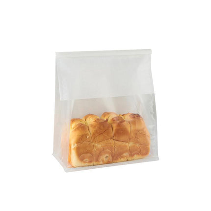 100x Kraft Paper Flat Bottom Cake Packaging Toast Bread Bags With Window White - Aimall