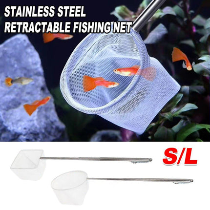 Retractable Fish Net for Fish Tank Pocket Fishing Net with Handle Aquarium Tools