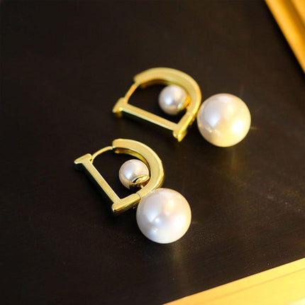 D Letter Design Earrings Stylish Double-Wear Ear Buckle Unique Fashion Jewelry