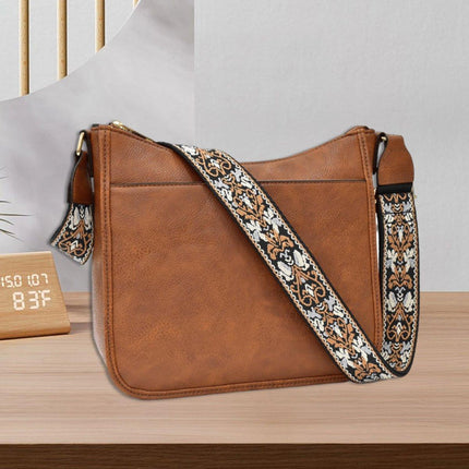 Retro Large Capacity Colorblock Shoulder Crossbody Bag Strap Multi-functional