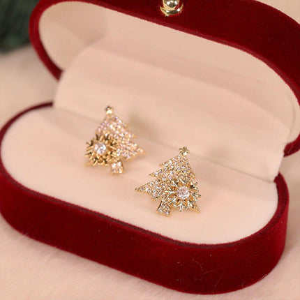 Christmas Tree Stud Earrings Women Festive Holiday Jewelry Gift Accessories