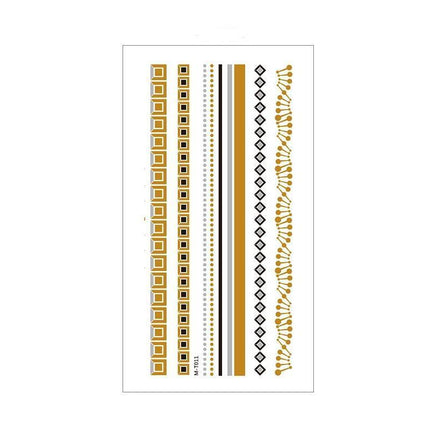 Women Lady Metallic gold silver color boho arm Body Temporary Tattoo Sticker Art - Aimall