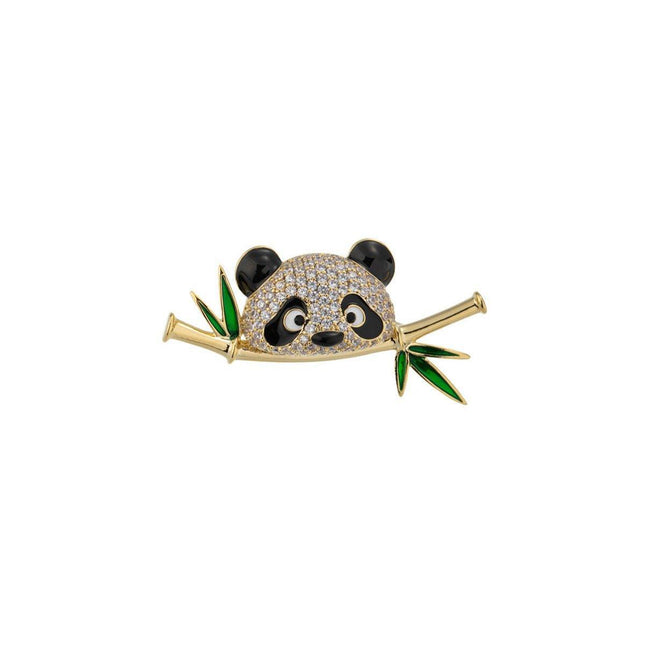 High-End Cute Panda Brooch Bamboo Animal Pin Chinese Style Corsage for Men Women