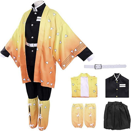 Demon Slayer Kimetsu No Yaiba Agatsuma Zenitsu Cosplay Costume Kimono Outfit Wig - Aimall