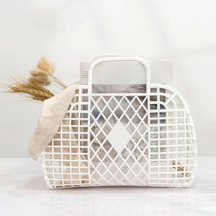 16pcs Diamond Plastic Bath Storage Basket Handheld Soft Bathroom Wash Basket Set