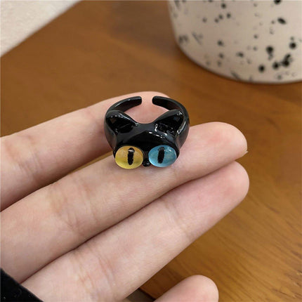 Open Ring Women's Cute Kitty Black Cat Monster Cyber Popular Sweet Ring